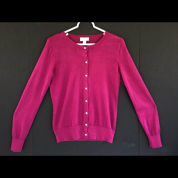Loft Plum Cardigan Rhinestone Front Button Sweater - Picture 11 of 12